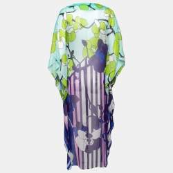 Diane von Furstenberg Multicolor Printed Silk Sheer Anushka Kaftan S