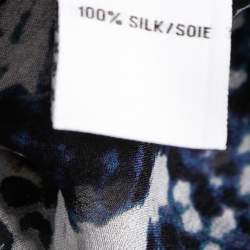 Pre Owned Diane von Furstenberg Blue Python Print Silk Chiffon Lorelei Shirt L