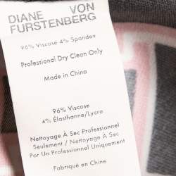 Pre Owned Diane von Furstenberg Red & Black Printed Stretch Crepe Wide-Leg Trousers M Waist 28"