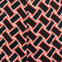 Pre Owned Diane von Furstenberg Red & Black Printed Stretch Crepe Wide-Leg Trousers M Waist 28"