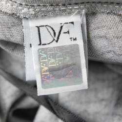 Pre Owned Diane von Furstenberg Navy Blue Printed Silk Jersey Cybil Wrap Dress M