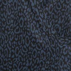 Pre Owned Diane von Furstenberg Navy Blue Printed Silk Jersey Cybil Wrap Dress M