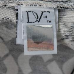 Pre Owned Diane von Furstenberg Black Printed Silk Jersey Jeanne Wrap Dress M