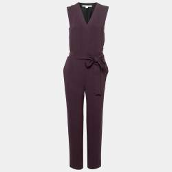 Diane von Furstenberg Plum Crepe Sleeveless Jumpsuit S
