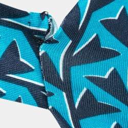 Pre Owned Diane von Furstenberg Blue Print Silk Jersey New Julian Wrap Dress M