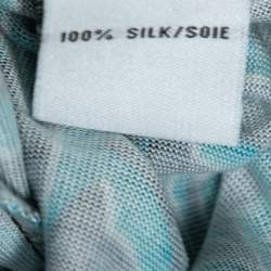 Pre Owned Diane von Furstenberg Blue Print Silk Jersey New Julian Wrap Dress M