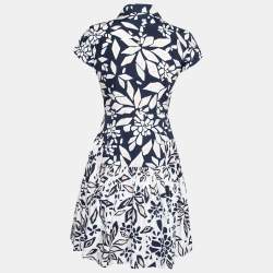 Diane von Furstenberg Navy Blue Printed Cotton Scarlet Mini Dress XS