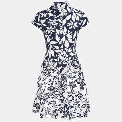 Diane von Furstenberg Navy Blue Printed Cotton Scarlet Mini Dress XS
