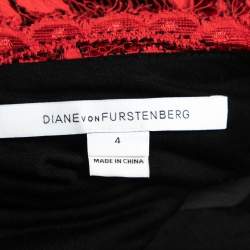 Diane von Furstenberg Red Floral Lace Julianna Wrap Dress S Diane Von ...