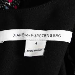 Pre Owned Diane von Furstenberg Black Multicolor Dot Tweed Carrie Dress S