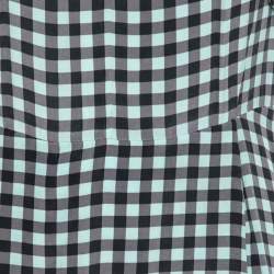 Pre Owned Diane von Furstenberg Black & Teal Checkered Silk Maxi Dress M