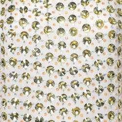 Pre Owned Diane von Furstenberg Navy Blue Silk Rounded Crystal Embellished Gidget Top M