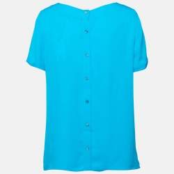 Pre Owned Diane von Furstenberg Blue Silk Maggy Top M