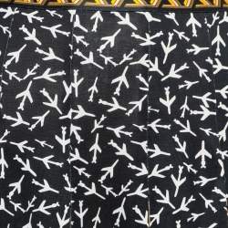 Pre Owned Diane Von Furstenberg Black Airplane Print Silk Pleated Risa Skirt M