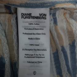 Pre Owned Diane Von Furstenberg Light Blue Leopard Print Cotton Mini Dress S