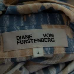 Pre Owned Diane Von Furstenberg Light Blue Leopard Print Cotton Mini Dress S