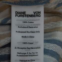 Pre Owned Diane Von Furstenberg Light Blue Leopard Print Cotton Mini Dress S