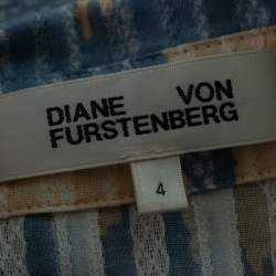 Pre Owned Diane Von Furstenberg Light Blue Leopard Print Cotton Mini Dress S