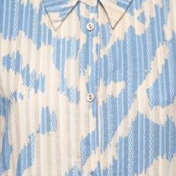 Pre Owned Diane Von Furstenberg Light Blue Leopard Print Cotton Mini Dress S