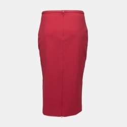 Pre Owned Diane Von Furstenberg Red Stretch-Knit Pencil Skirt L