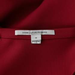 Pre Owned Diane Von Furstenberg Red Stretch-Knit Pencil Skirt L