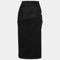 Pre Owned Diane von Furstenberg Black Stretch-Wool Pencil Skirt L
