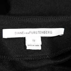 Pre Owned Diane von Furstenberg Black Stretch-Wool Pencil Skirt L