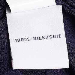 Pre Owned Diane Von Furstenberg Navy Blue Silk Contrast Detail Hatsu Mini Dress S