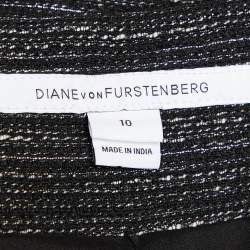 Pre Owned Diane von Furstenberg Black Lurex Embellished Laya Silver Ladder Jacket L