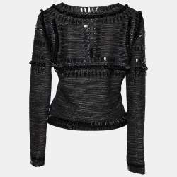 Pre Owned Diane von Furstenberg Black Lurex Embellished Laya Silver Ladder Jacket L