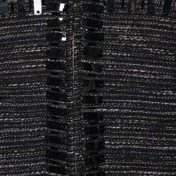 Pre Owned Diane von Furstenberg Black Lurex Embellished Laya Silver Ladder Jacket L