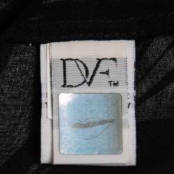 Pre Owned Diane Von Furstenberg Black Marble Print Silk Keyhole Detail Blouse S