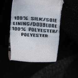 Pre Owned Diane Von Furstenberg Black Marble Print Silk Keyhole Detail Blouse S