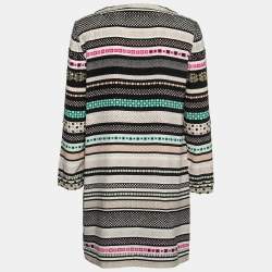 Pre Owned Diane Von Furstenberg Multicolor Printed Embellished Silk Dress L