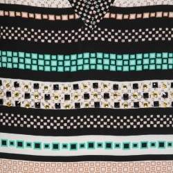 Pre Owned Diane Von Furstenberg Multicolor Printed Embellished Silk Dress L