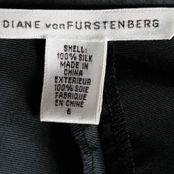 Pre Owned Diane von Furstenberg Black Silk Taffeta Sue Park Wrap Dress M