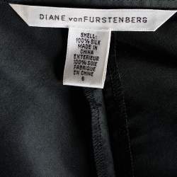 Pre Owned Diane von Furstenberg Black Silk Taffeta Sue Park Wrap Dress M