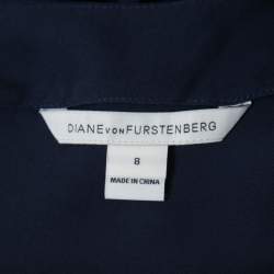 Pre Owned Diane Von Furstenberg Navy Blue Silk Maggy Blouse M