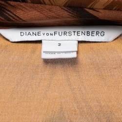 Pre Owned Diane Von Furstenberg Brown Animal Print Stretch Silk Wrap Dress S
