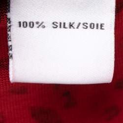 Pre Owned Diane von Furstenberg Red Abstract Print Stretch Silk Wrap Dress S