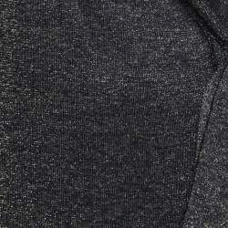 Pre Owned Diane Von Furstenberg Navy Blue & Gold Lurex Wool Evelyn Wrap Dress S