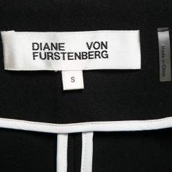 Pre Owned Diane Von Furstenberg Black Crepe Asymmetrical Cropped Jacket S