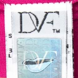 Pre Owned Diane Von Furstenberg Magenta Pink Lace Cap-Sleeve Mini Dress M