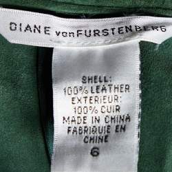 Pre Owned Diane Von Furstenberg Green Suede Cropped Silas Jacket M