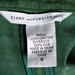 Pre Owned Diane Von Furstenberg Green Suede Cropped Silas Jacket M