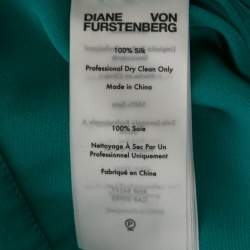 Pre Owned Diane von Furstenberg Teal Blue Silk Ruffled Wrap-Effect Dress M