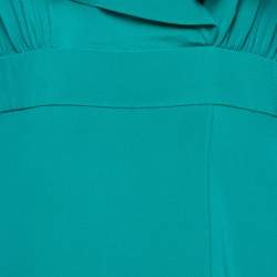 Pre Owned Diane von Furstenberg Teal Blue Silk Ruffled Wrap-Effect Dress M