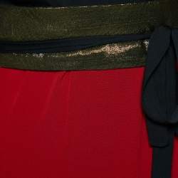 Pre Owned Diane Von Furstenberg Black and Red Silk Kiandra Wrap Dress M