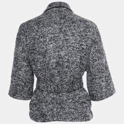 Diane von Furstenberg Grey Boucle Wool Belted Cropped Coat S