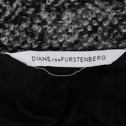 Diane von Furstenberg Grey Boucle Wool Belted Cropped Coat S